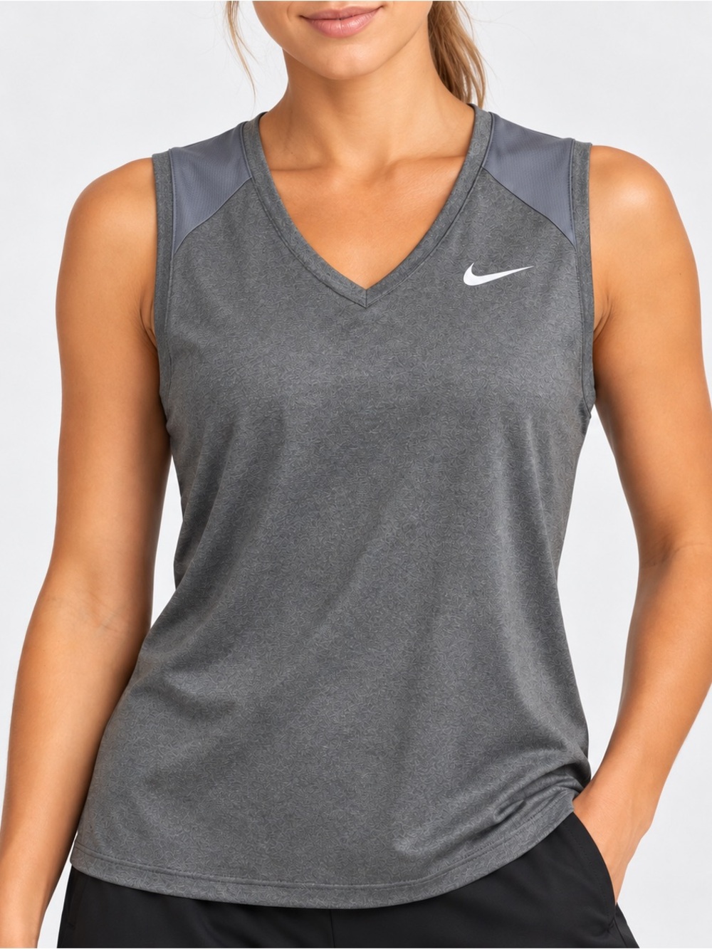 Nike Golf Dri-FIT Gray Sleeveless V-Neck Performance Tank Top Size M